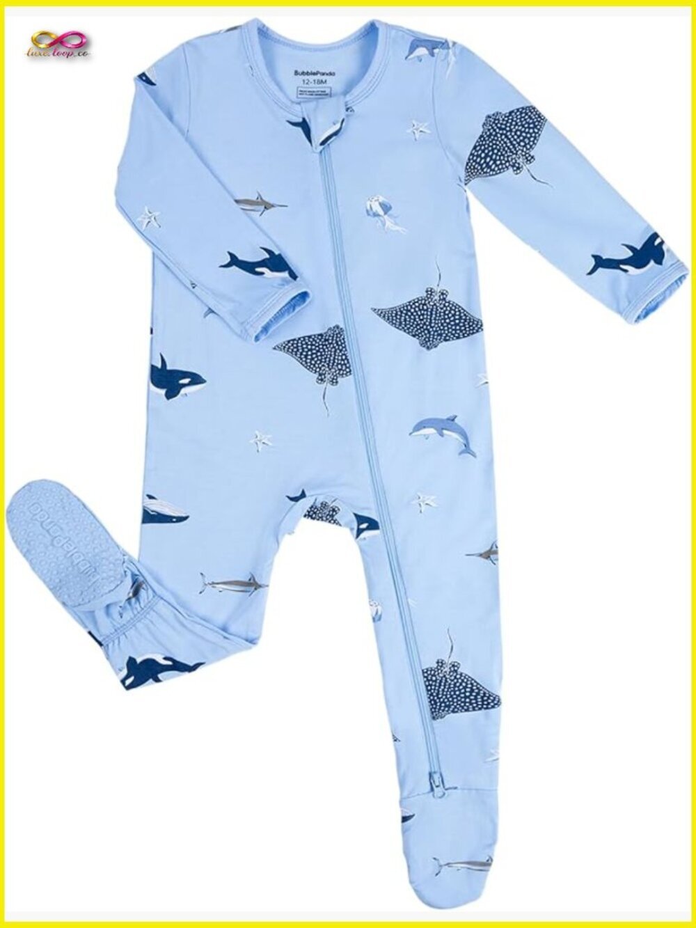 Rayon Bamboo Baby Pajama Zip-Front Footed Sleeper Unisex Onesie Long Sleeve